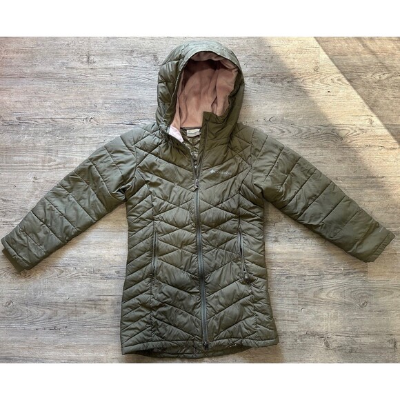 Columbia Girls Medium (10/12) Green Hooded Omni-Heat Winter Jacket - Picture 1 of 4